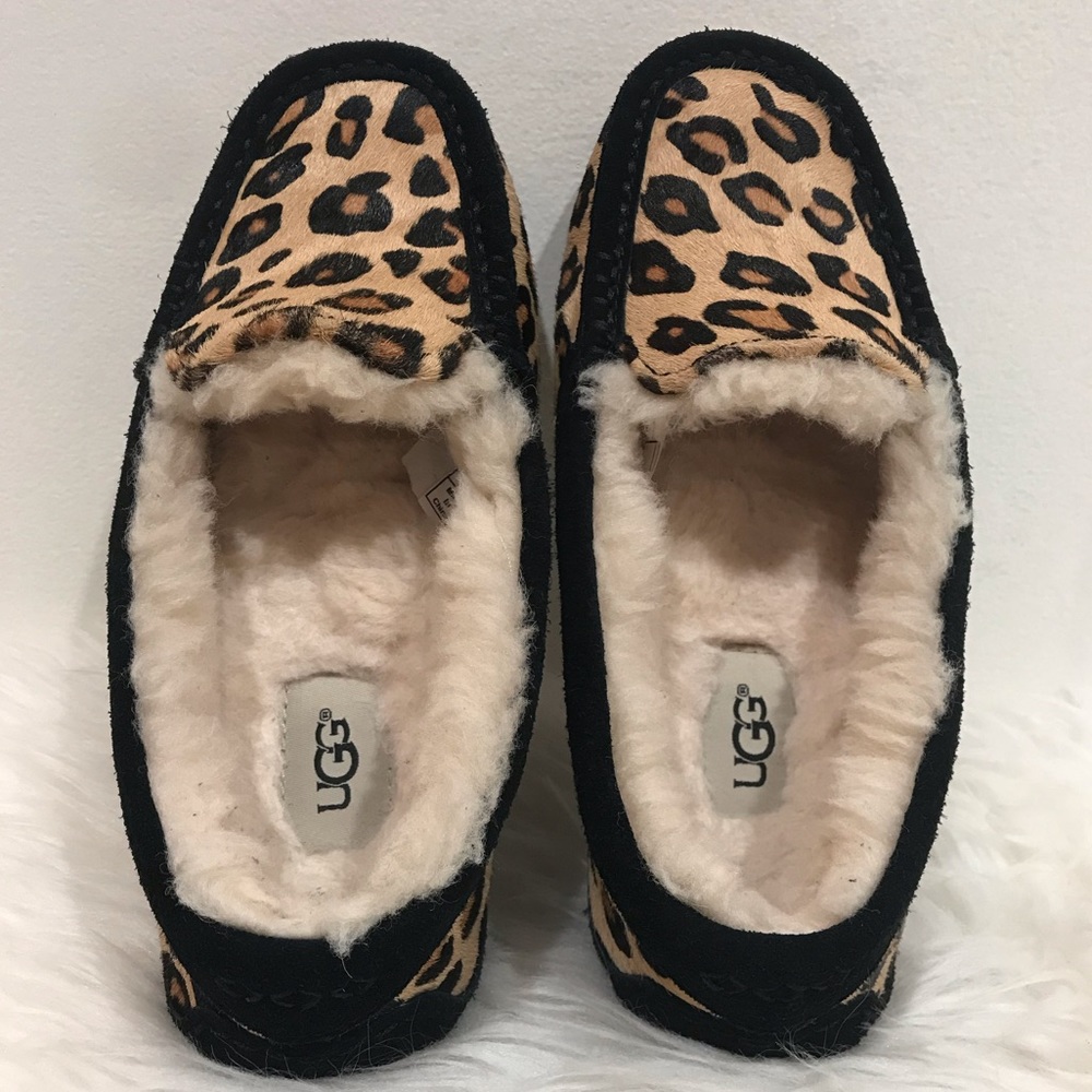 UGG Women’s Ansley Calf Hair Leopard Slippers Size 6 - Picture 11 of 12